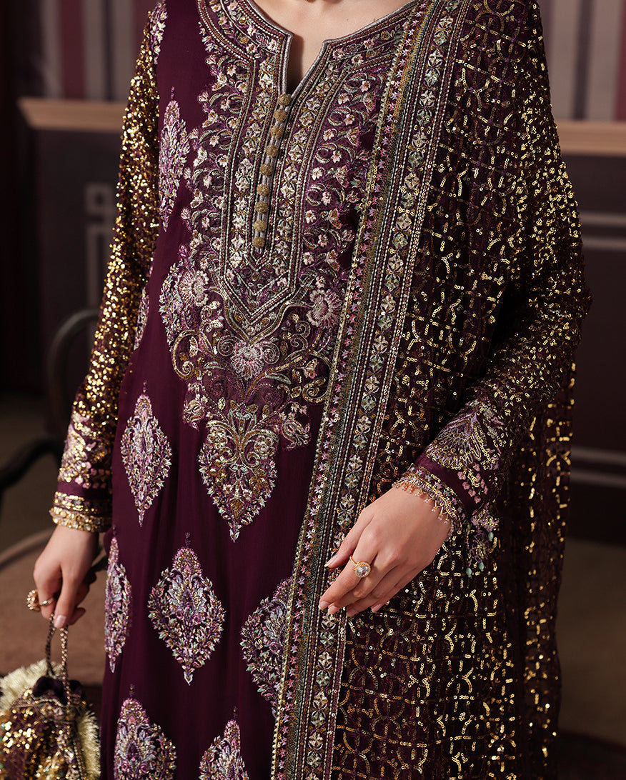 Roheenaz | Royale Eternel Chiffon Edit | Regal Charm - Formal Dress - available at Maria Faisal in UK and USA.
