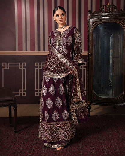 Roheenaz | Royale Eternel Chiffon Edit | Regal Charm - Formal Dress - available at Maria Faisal in UK and USA.