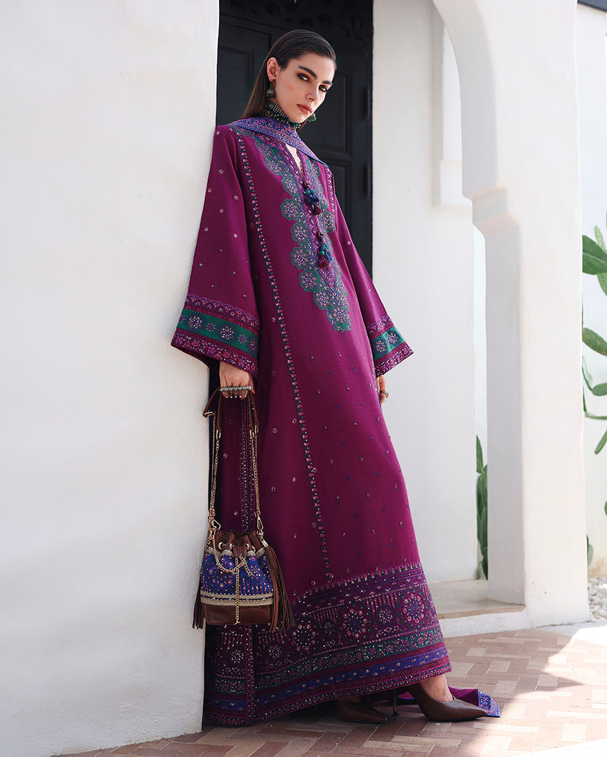 Mushq | Nuvera Rawsilk | Reina Rouge - Luxury Dress - available at Maria Faisal in UK and USA.