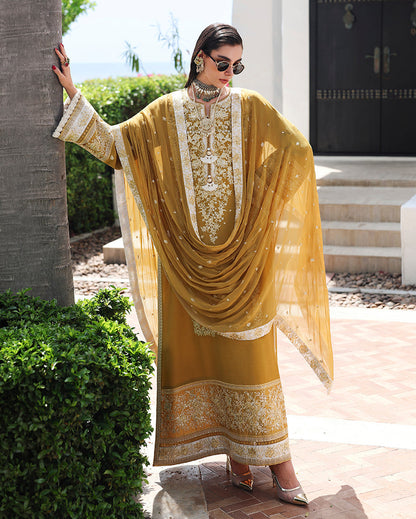 Mushq | Nuvera Rawsilk | Rosalie Crown - Luxury Dress - available at Maria Faisal in UK and USA.