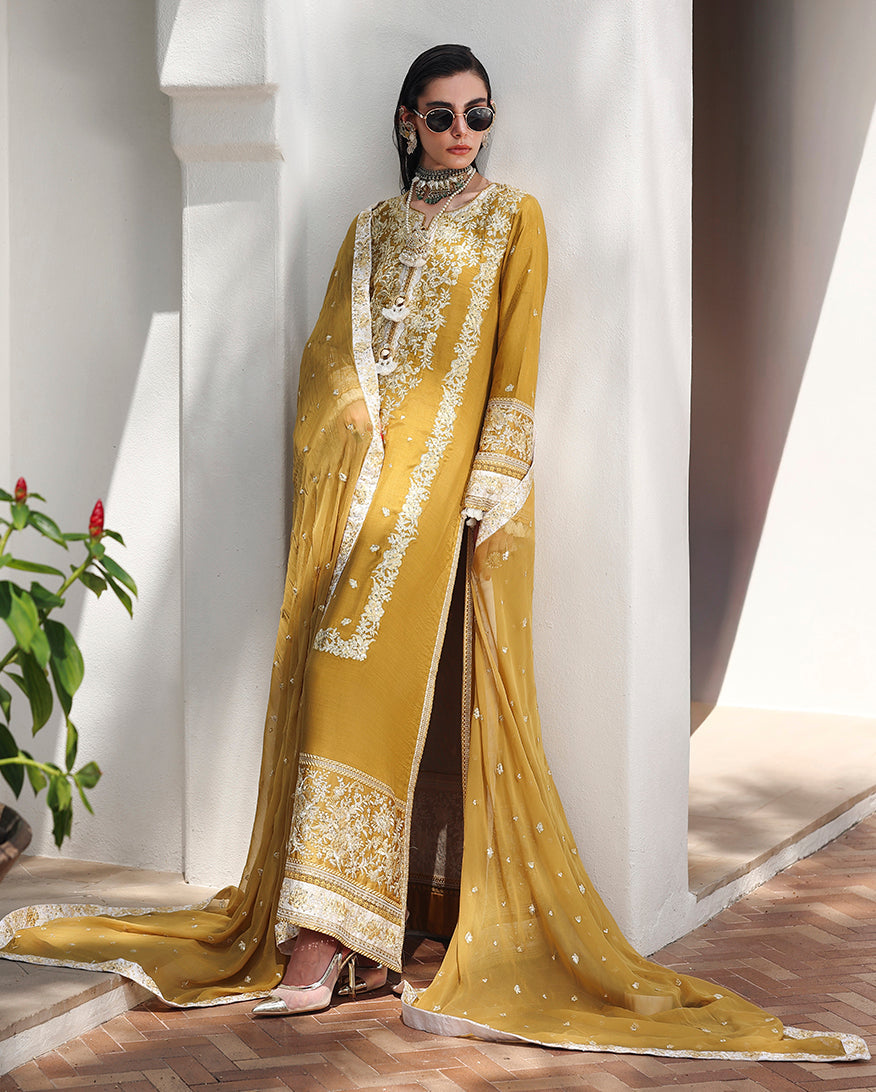 Mushq | Nuvera Rawsilk | Rosalie Crown - Luxury Dress - available at Maria Faisal in UK and USA.
