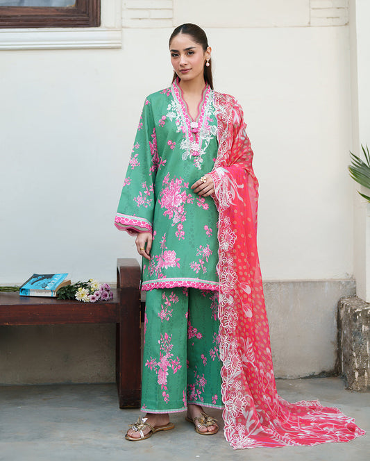 Roheenaz | Whispered Florals | Rose Mist - Casual Dress - available at Maria Faisal in UK and USA.