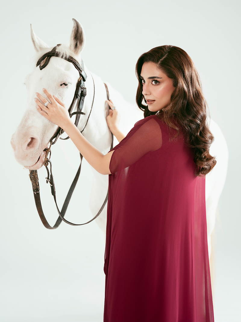 Ain | Luxe Edit | Rose - Luxury Dress - available at Maria Faisal in UK and USA.