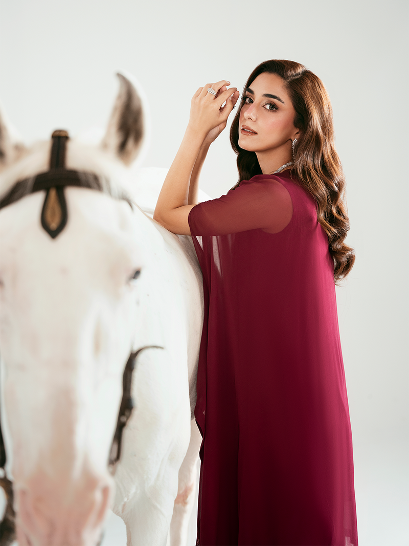 Ain | Luxe Edit | Rose - Luxury Dress - available at Maria Faisal in UK and USA.