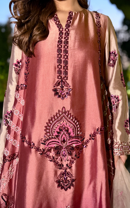 Asifa and Nabeel | Silk Edit 26 | Rose Noir - Luxury Dress - available at Maria Faisal in UK and USA.