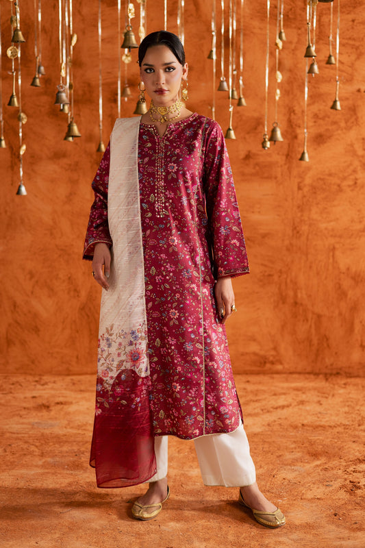 Batik | Festive Eid 26 | Roseshell - Luxury Dress - available at Maria Faisal in UK and USA.