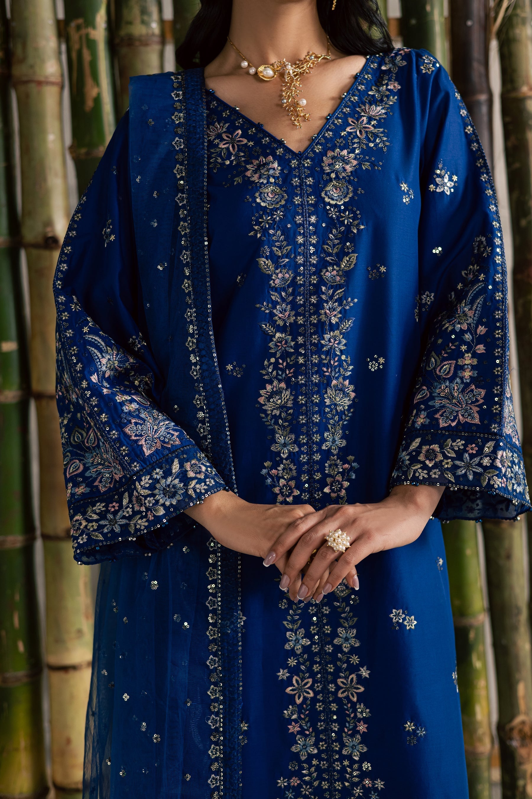 Batik | Festive Eid 26 | Roshni - Luxury Dress - available at Maria Faisal in UK and USA.