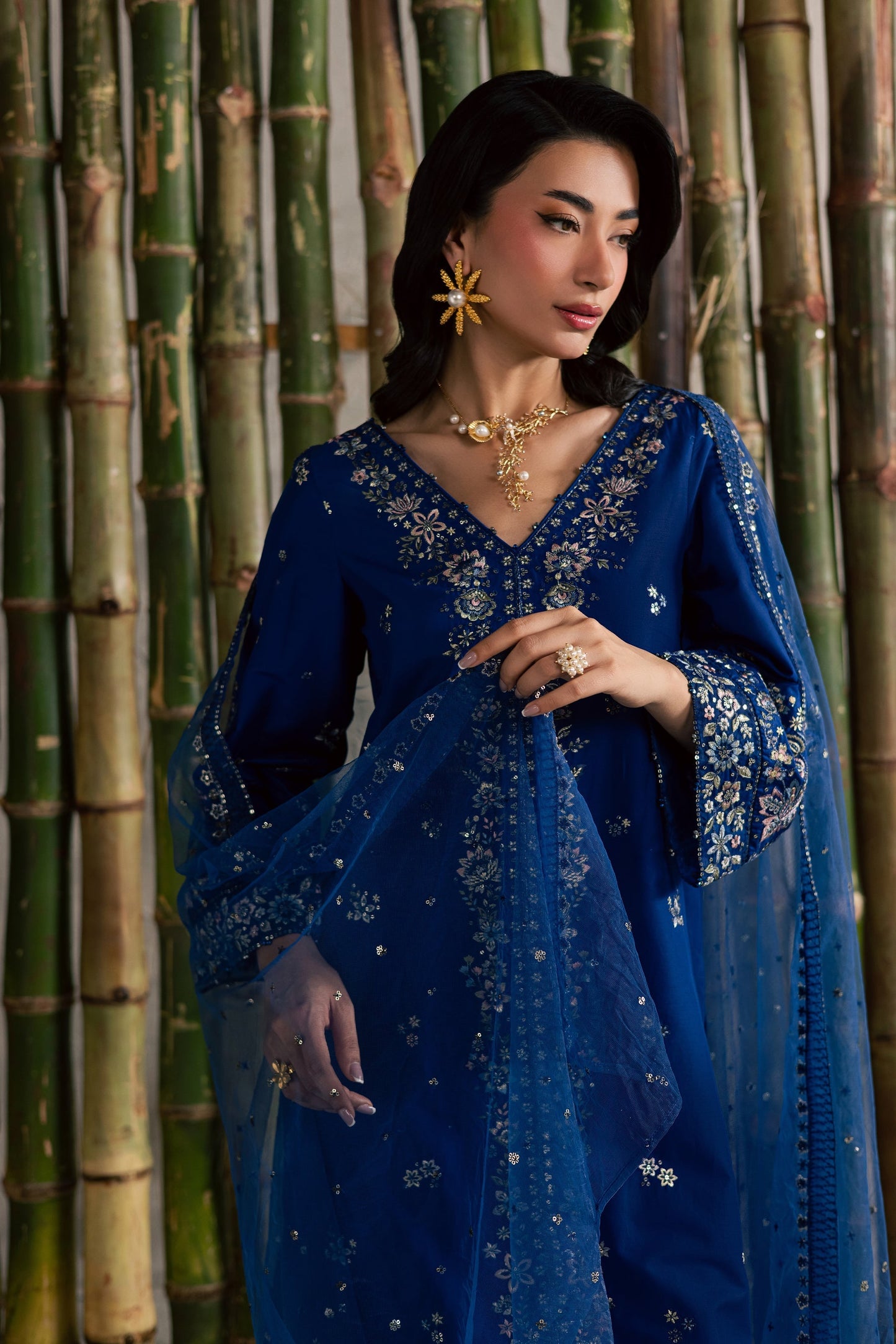 Batik | Festive Eid 26 | Roshni - Luxury Dress - available at Maria Faisal in UK and USA.