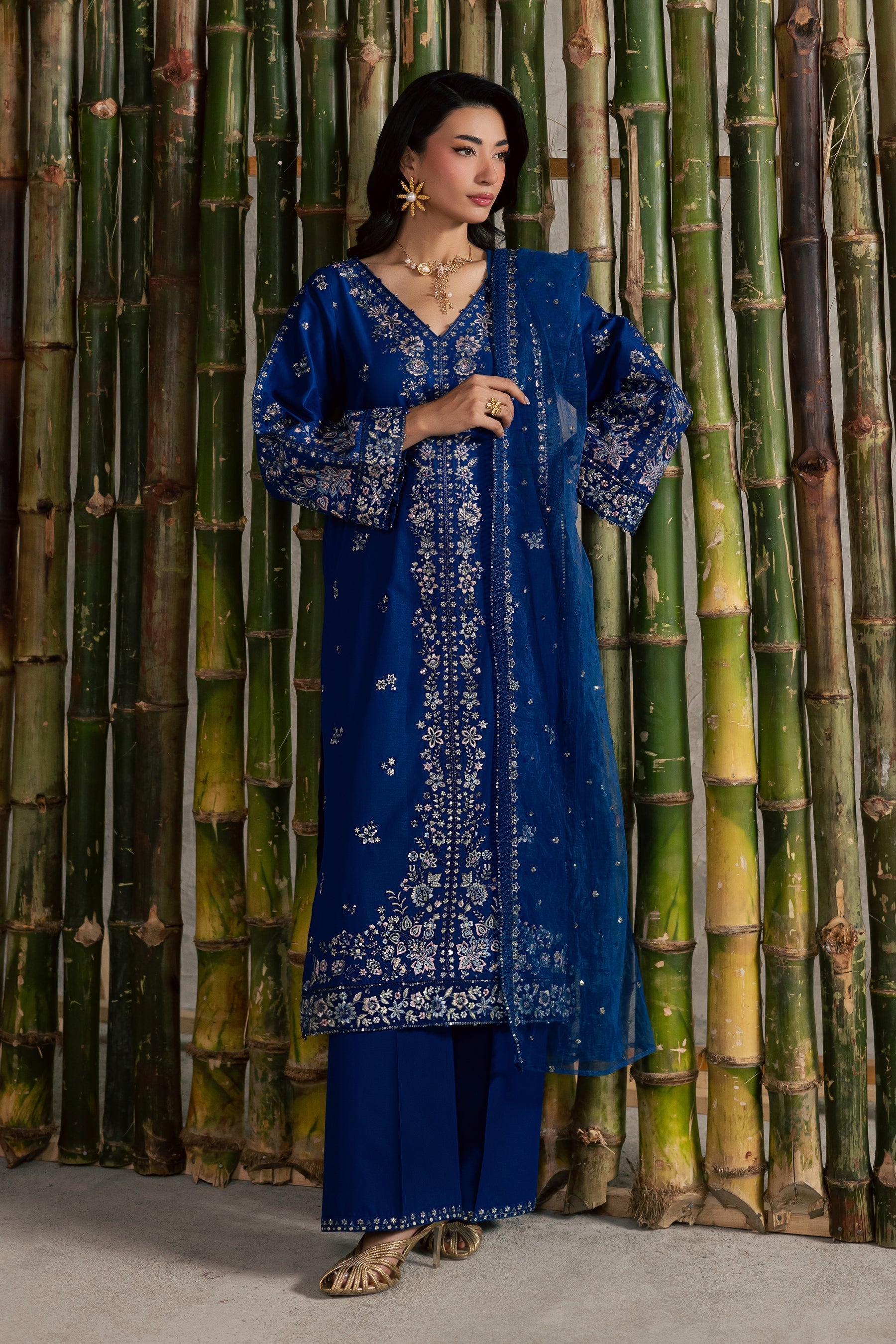 Batik | Festive Eid 26 | Roshni - Luxury Dress - available at Maria Faisal in UK and USA.