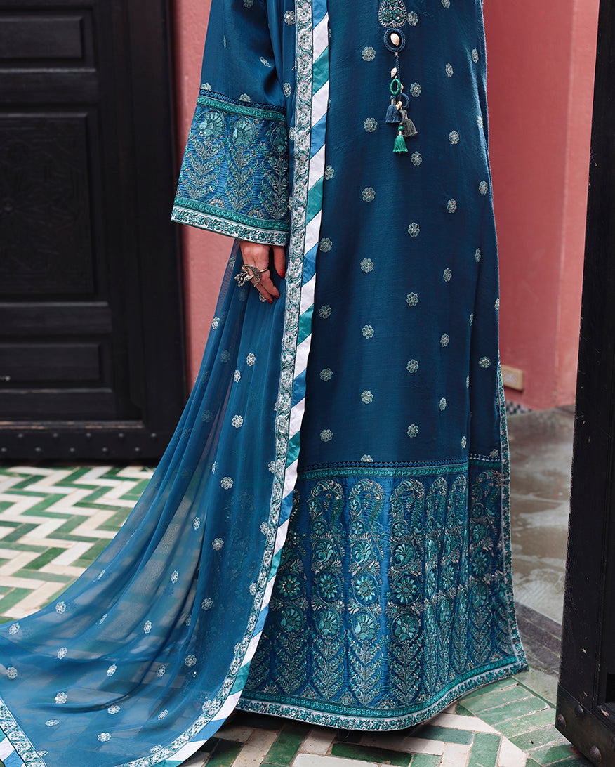 Mushq | Nuvera Rawsilk | Rouge Sapphire - Luxury Dress - available at Maria Faisal in UK and USA.