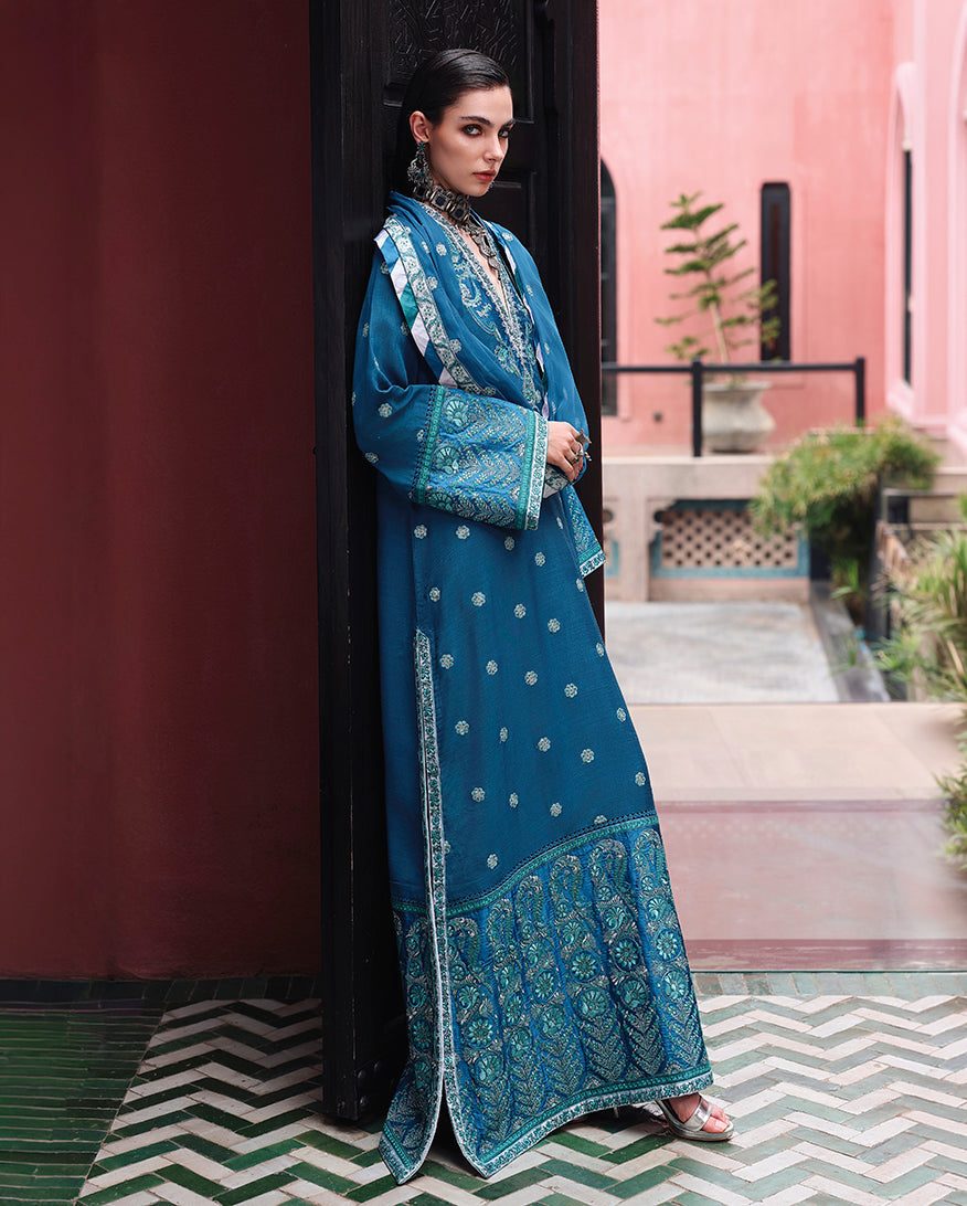 Mushq | Nuvera Rawsilk | Rouge Sapphire - Luxury Dress - available at Maria Faisal in UK and USA.