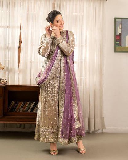 Mushq | Sunehri Lama Silk | Rumsha - Formal Dress - available at Maria Faisal in UK and USA.