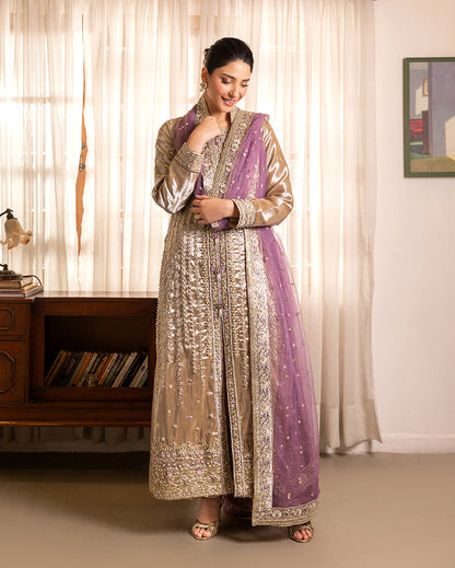 Mushq | Sunehri Lama Silk | Rumsha - Formal Dress - available at Maria Faisal in UK and USA.