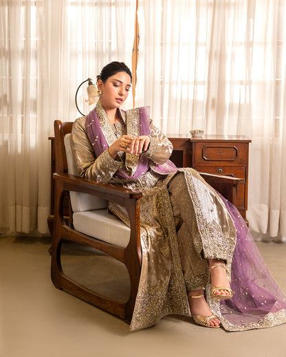 Mushq | Sunehri Lama Silk | Rumsha - Formal Dress - available at Maria Faisal in UK and USA.