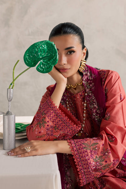 Batik | Festive Eid 26 | Rust Nazneen - Luxury Dress - available at Maria Faisal in UK and USA.