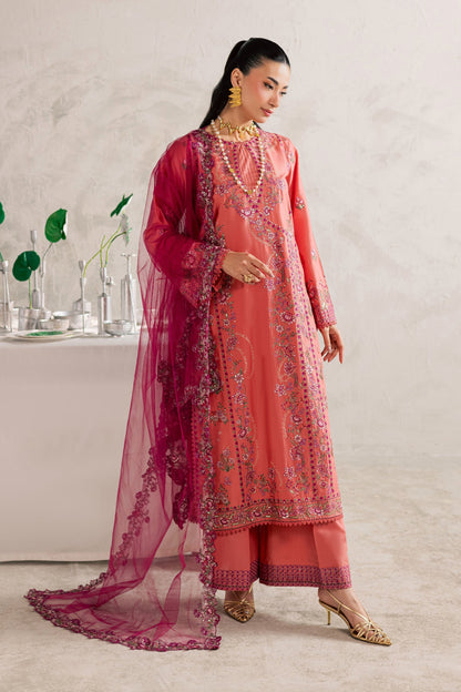 Batik | Festive Eid 26 | Rust Nazneen - Luxury Dress - available at Maria Faisal in UK and USA.