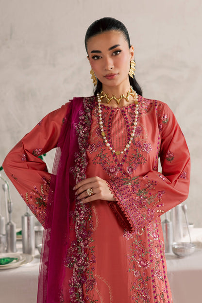 Batik | Festive Eid 26 | Rust Nazneen - Luxury Dress - available at Maria Faisal in UK and USA.