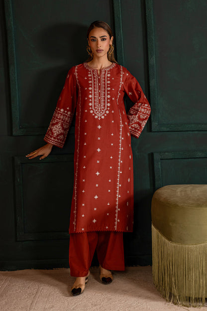 Batik | Winter 25 | Rusty Dusty - Casual Dress - available at Maria Faisal in UK and USA.