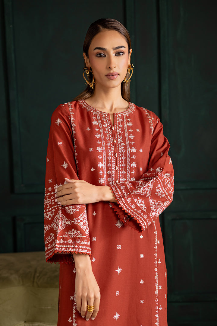 Batik | Winter 25 | Rusty Dusty - Casual Dress - available at Maria Faisal in UK and USA.