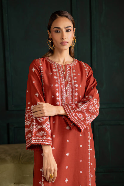 Batik | Winter 25 | Rusty Dusty - Casual Dress - available at Maria Faisal in UK and USA.