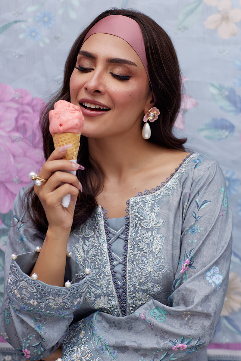 Gulaal | Saffira Lawn 25 | Carla - Designer Dress with Intricate embroidery and embellishments. Shop elegent wedding dress at Maria Faisal.