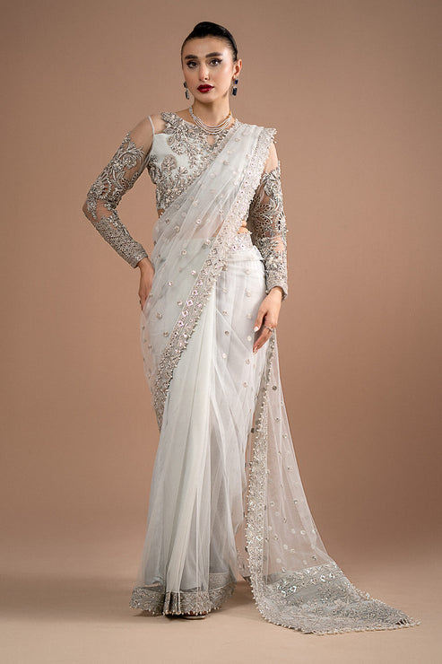Imrozia Premium | Lumiere Luxury Sarees | 07 Misty Grey - Ladies Clothes - Maria Faisal