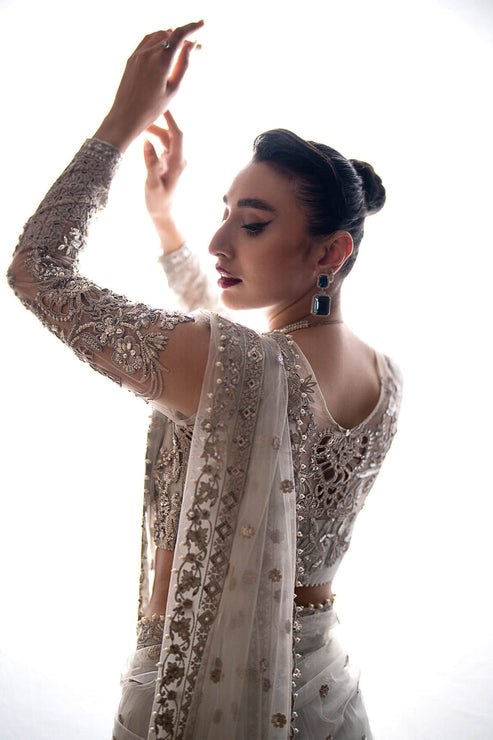 Imrozia Premium | Lumiere Luxury Sarees | 07 Misty Grey - Ladies Clothes - Maria Faisal