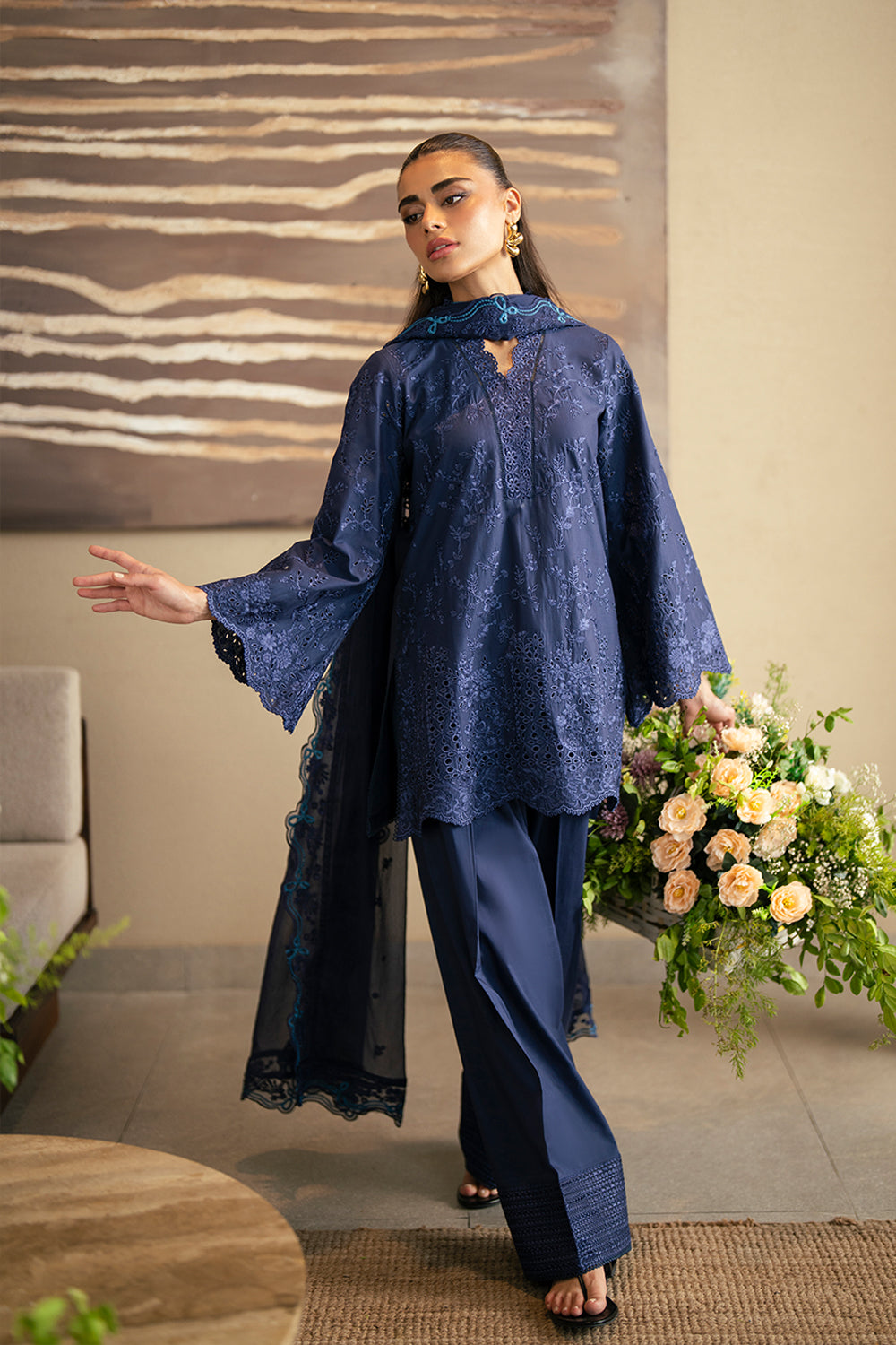 Azure | Luxury Lawn 26 | Sapphire Veil - Luxury Dress - available at Maria Faisal in UK and USA.
