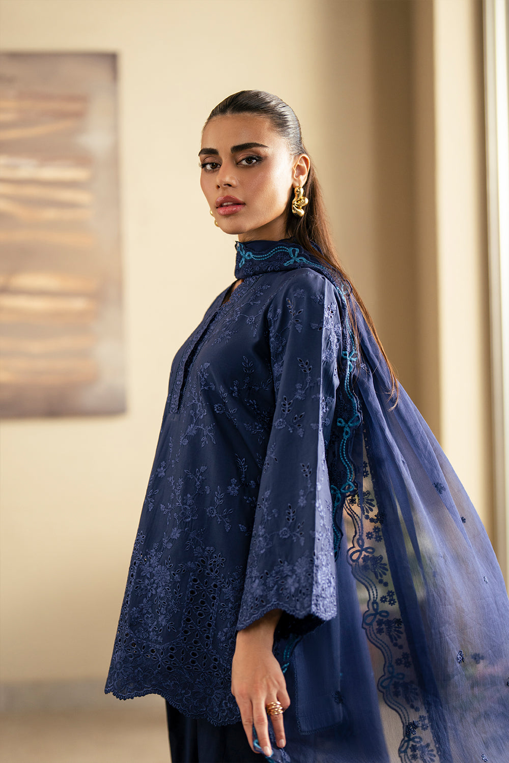 Azure | Luxury Lawn 26 | Sapphire Veil - Luxury Dress - available at Maria Faisal in UK and USA.