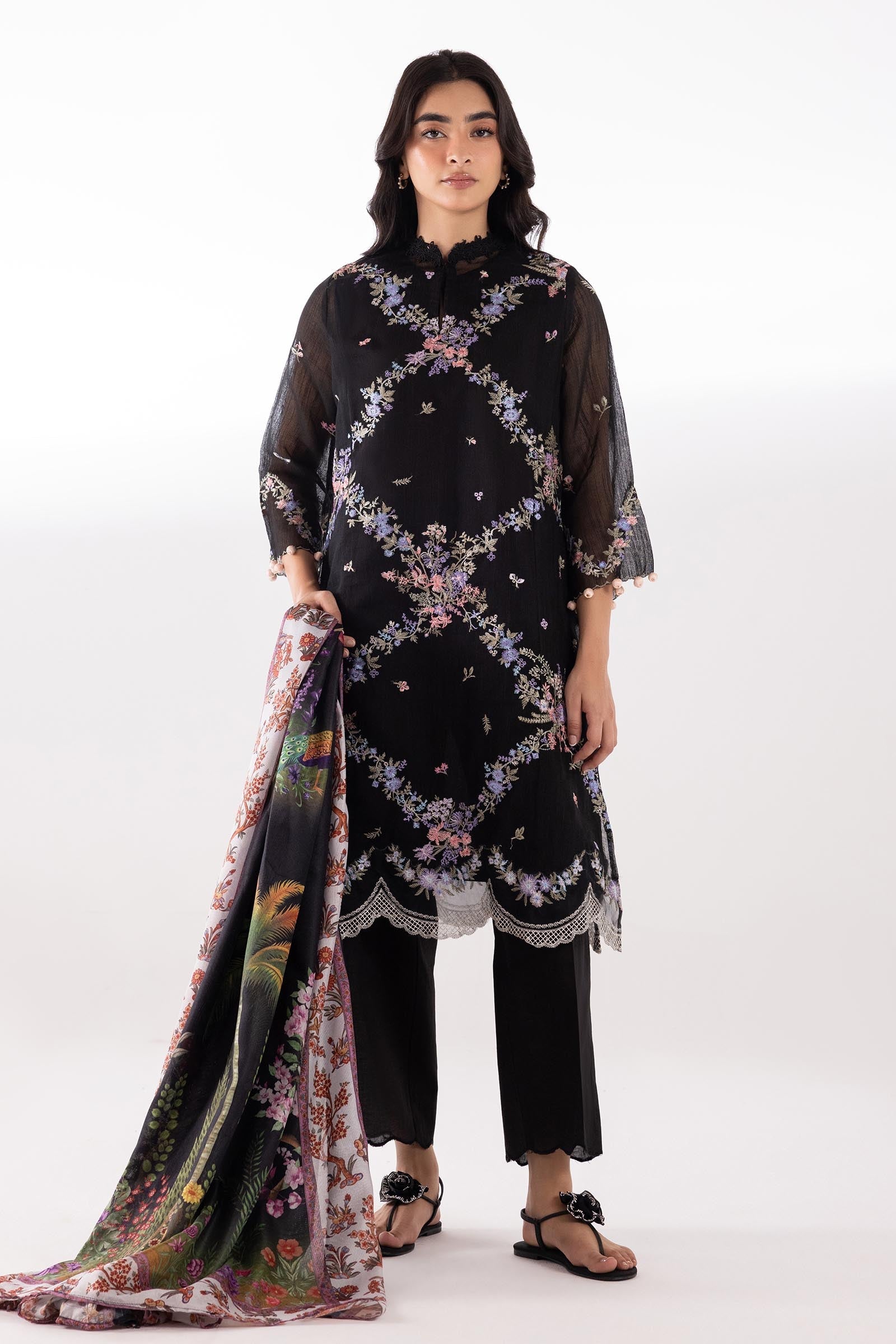 Sana Safinaz | Luxury Pret | Muzlin Lawn Suit SC26MUZ102BP3 - Dress - available at Maria Faisal in UK and USA.