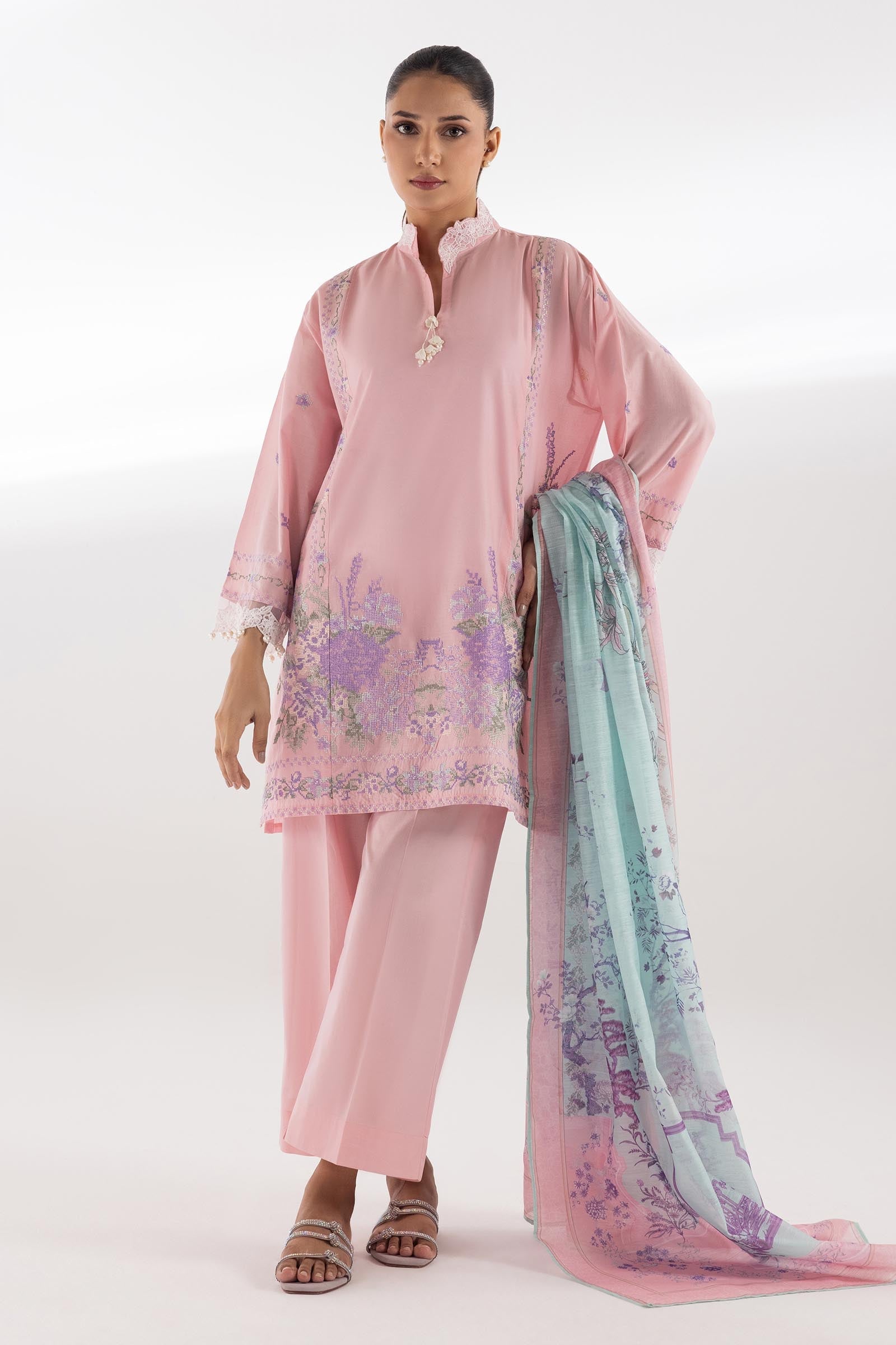 Sana Safinaz | Luxury Pret | Muzlin Lawn Suit SC26MUZ112BP3 - Dress - available at Maria Faisal in UK and USA.
