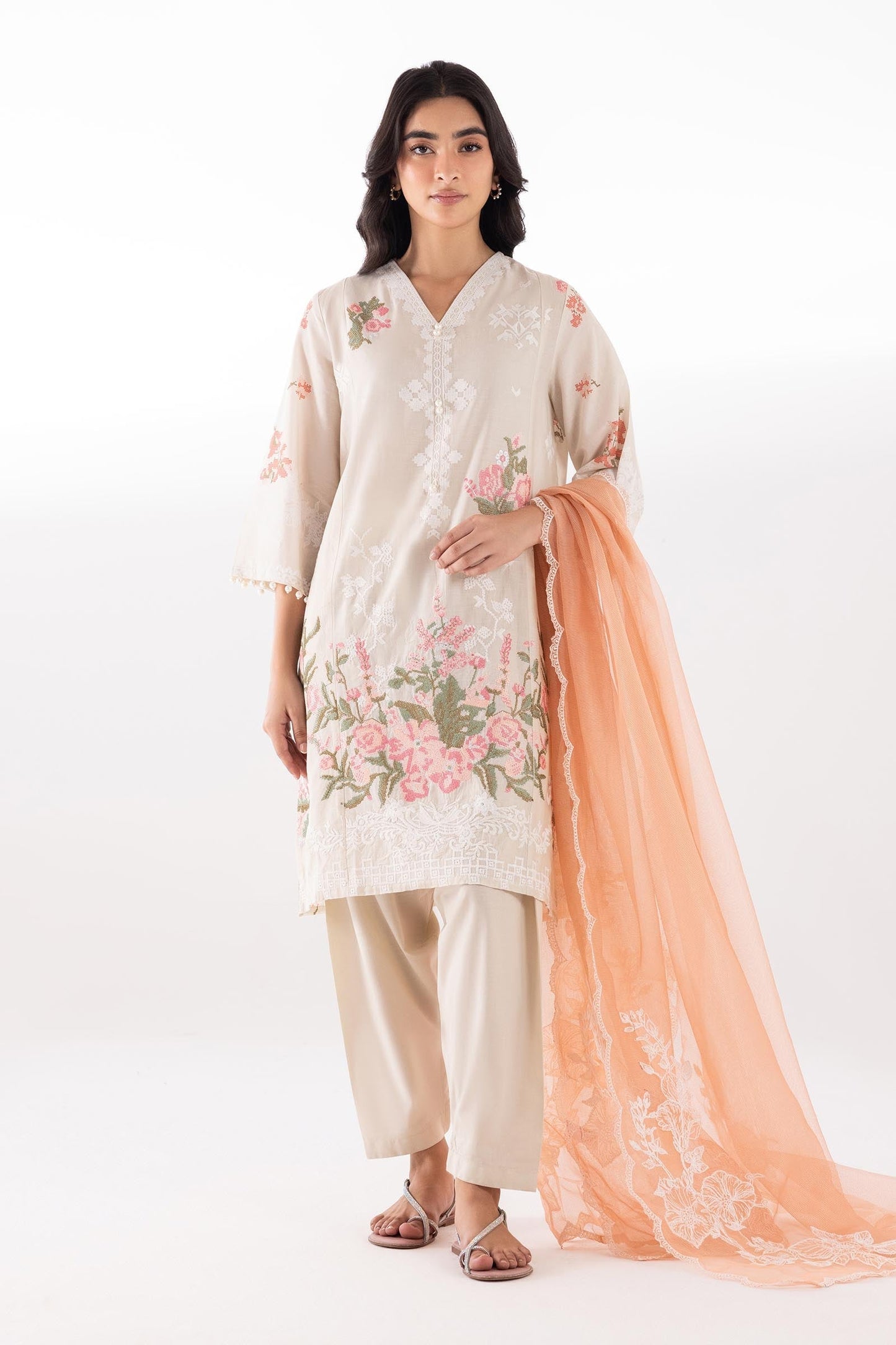 Sana Safinaz | Luxury Pret | Muzlin Lawn Suit SC26MUZ116AP3 - Dress - available at Maria Faisal in UK and USA.