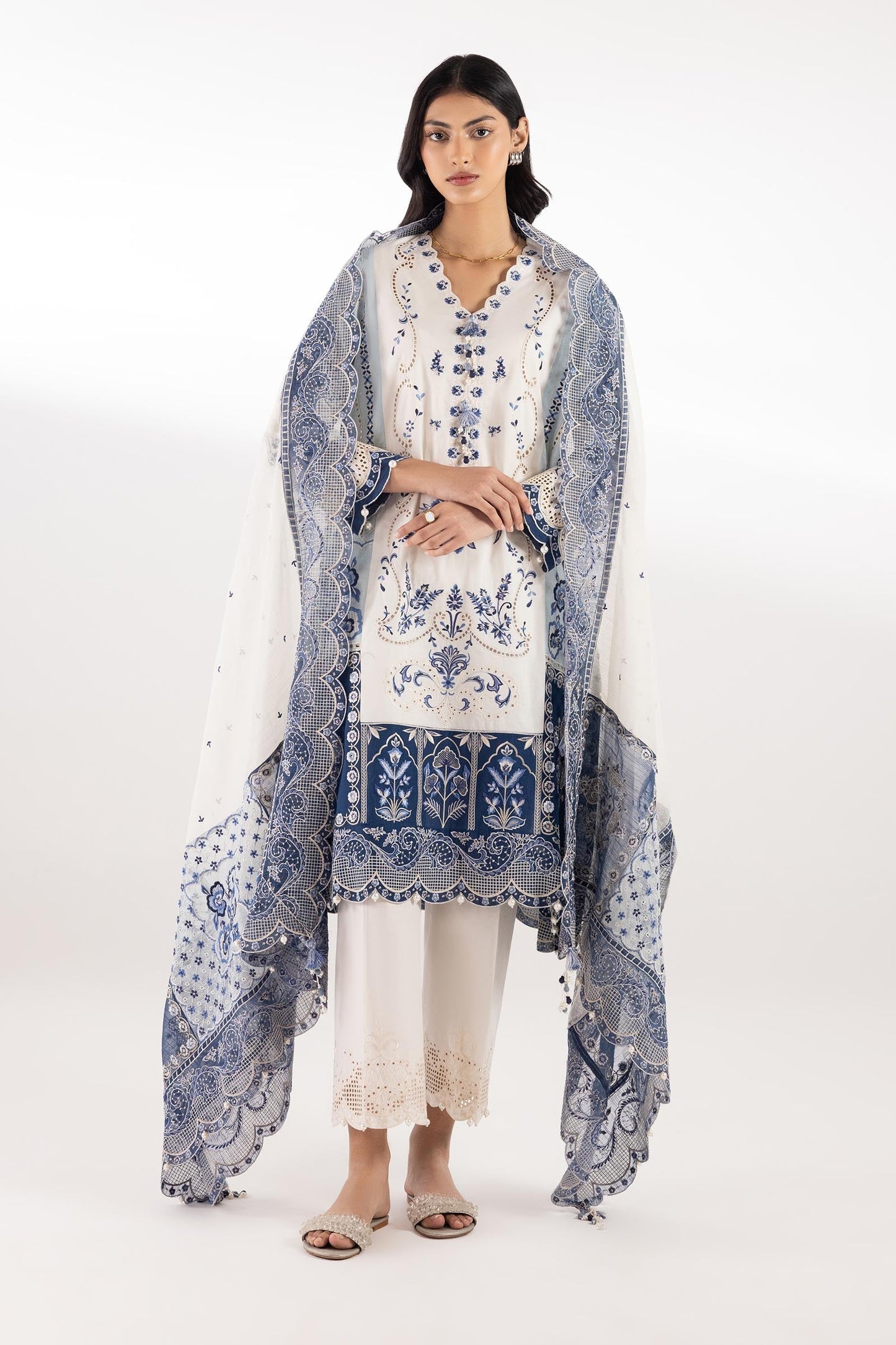 Sana Safinaz | Luxury Pret | Lawn Suit SC26SGE423P3 - Dress - available at Maria Faisal in UK and USA.