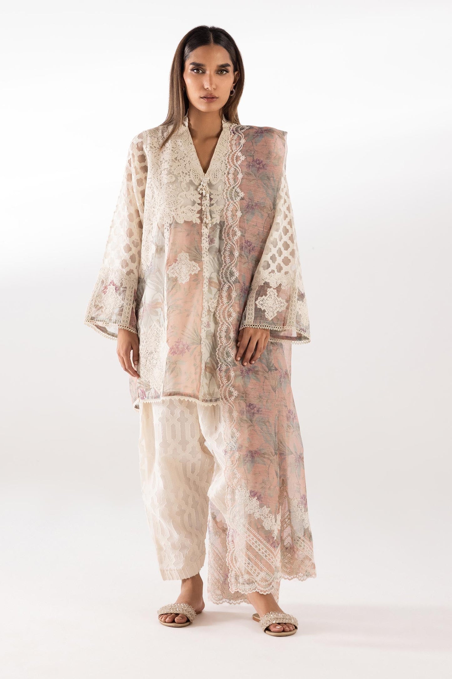 Sana Safinaz | Luxury Pret | Jacquard Suit SC26SGE394P3 - Dress - available at Maria Faisal in UK and USA.
