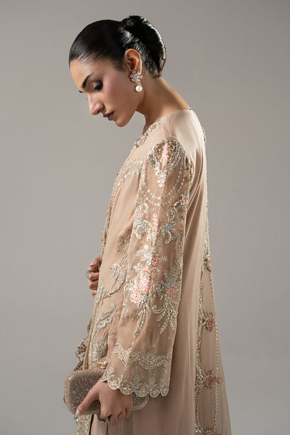Maria B | Luxury Formals Pre Fall | SF-EA25-18R1-Skin - Formal Dress - available at Maria Faisal in UK and USA.