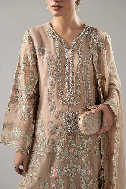 Maria B | Luxury Formals Pre Fall | SF-EA25-18R1-Skin - Formal Dress - available at Maria Faisal in UK and USA.