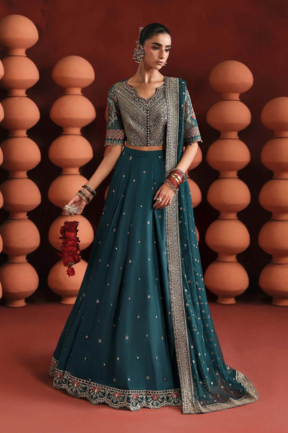 Maria B | Luxury Formals Pre Fall | SF-EA26-27-Teal - Formal Dress - available at Maria Faisal in UK and USA.