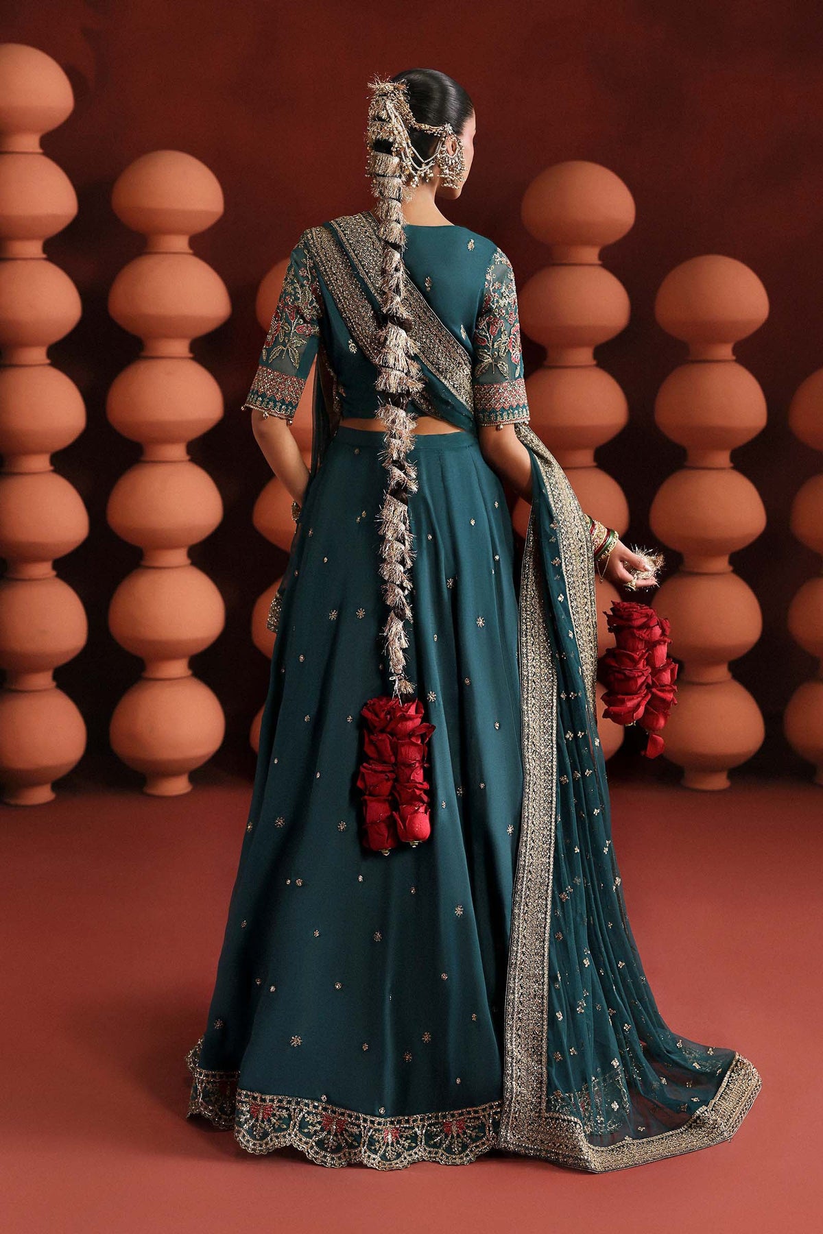 Maria B | Luxury Formals Pre Fall | SF-EA26-27-Teal - Formal Dress - available at Maria Faisal in UK and USA.