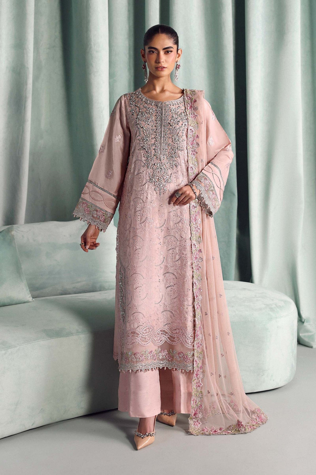 Maria B | Luxury Formals Pre Fall | SF-EA26-37-Pink - Formal Dress - available at Maria Faisal in UK and USA.