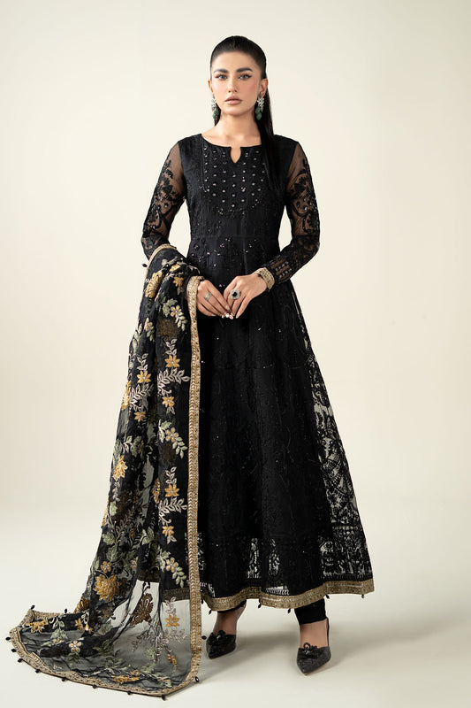 Maria B | Pre Fall Dresses | 3 Piece Embroidered Suit Black - Ladies Clothes - Maria Faisal