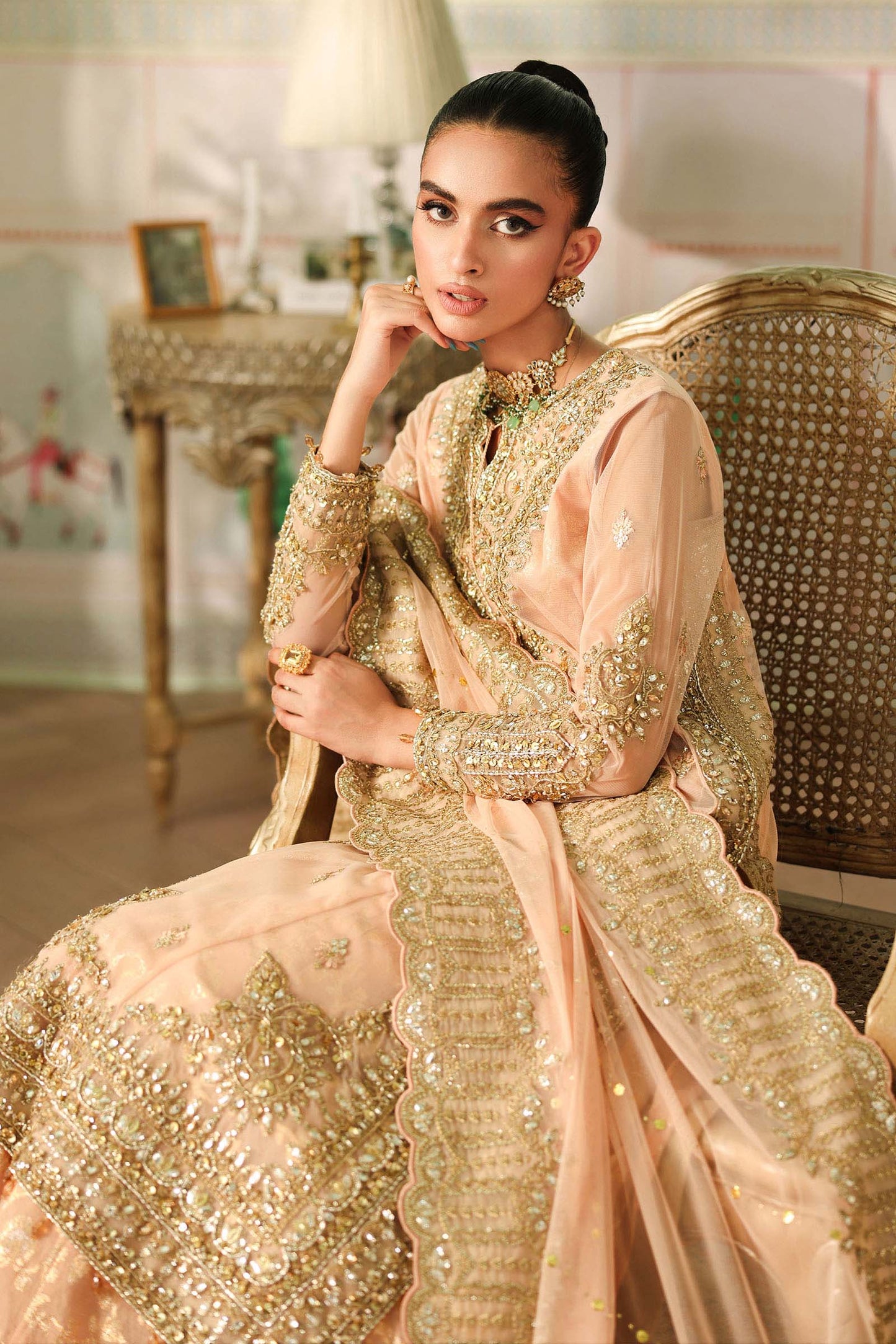 Maria B | Pre Fall Dresses | 3 Piece Embroidered Net Suit EE - Ladies Clothes - Maria Faisal