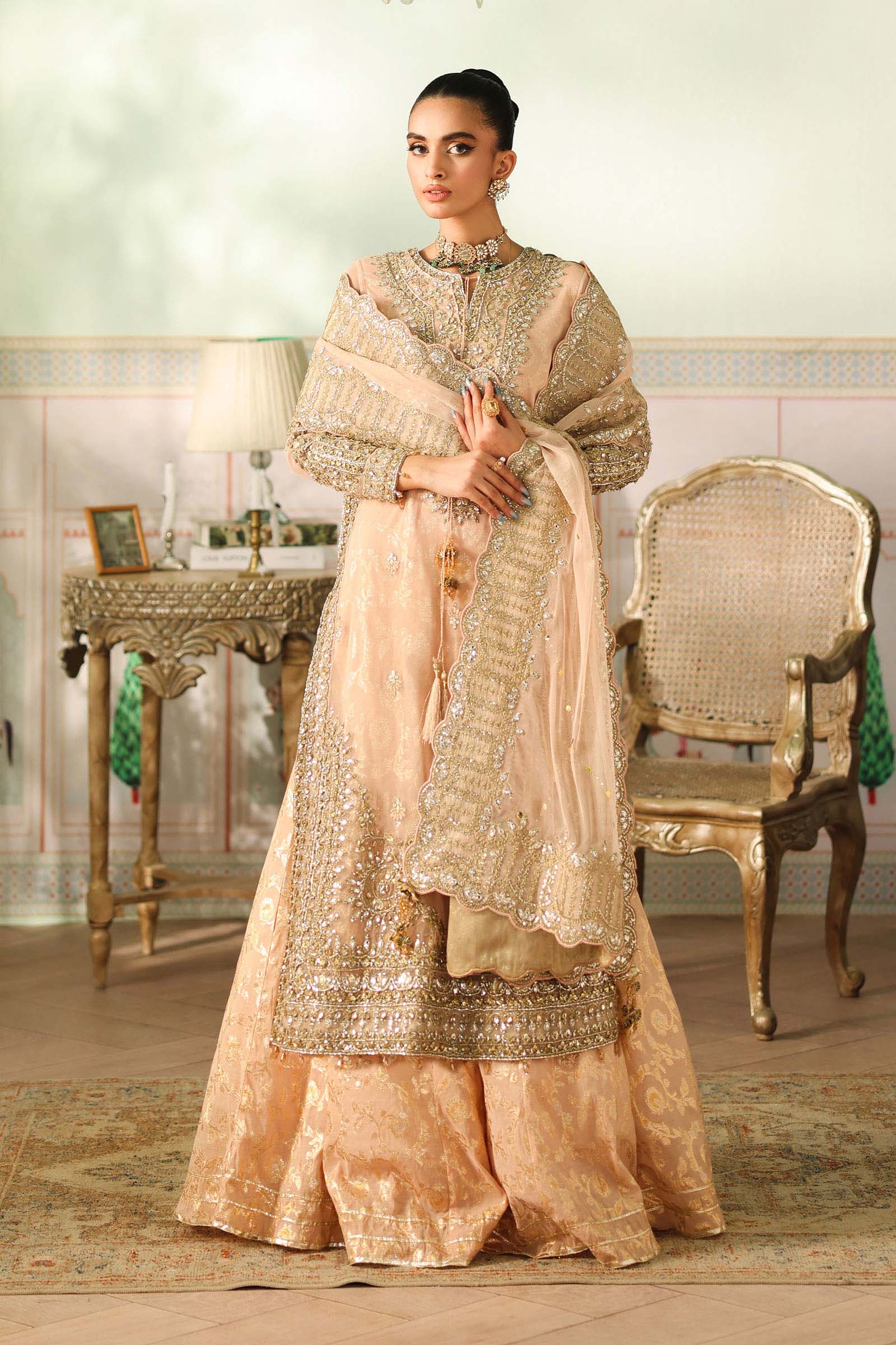 Maria B | Pre Fall Dresses | 3 Piece Embroidered Net Suit EE - Ladies Clothes - Maria Faisal