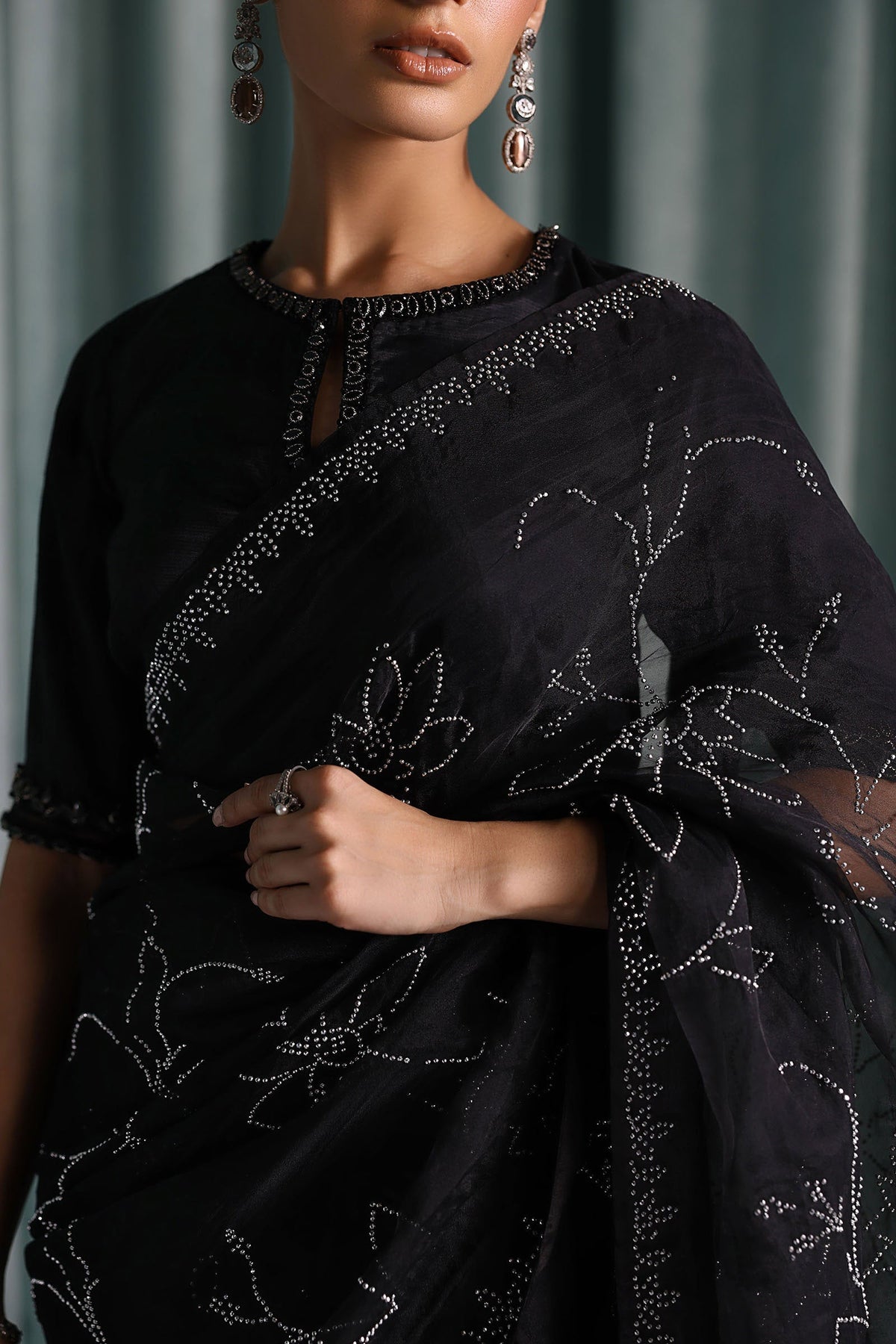 Maria B | Luxury Formals Pre Fall | SF-PF26-02-Black - Formal Dress - available at Maria Faisal in UK and USA.