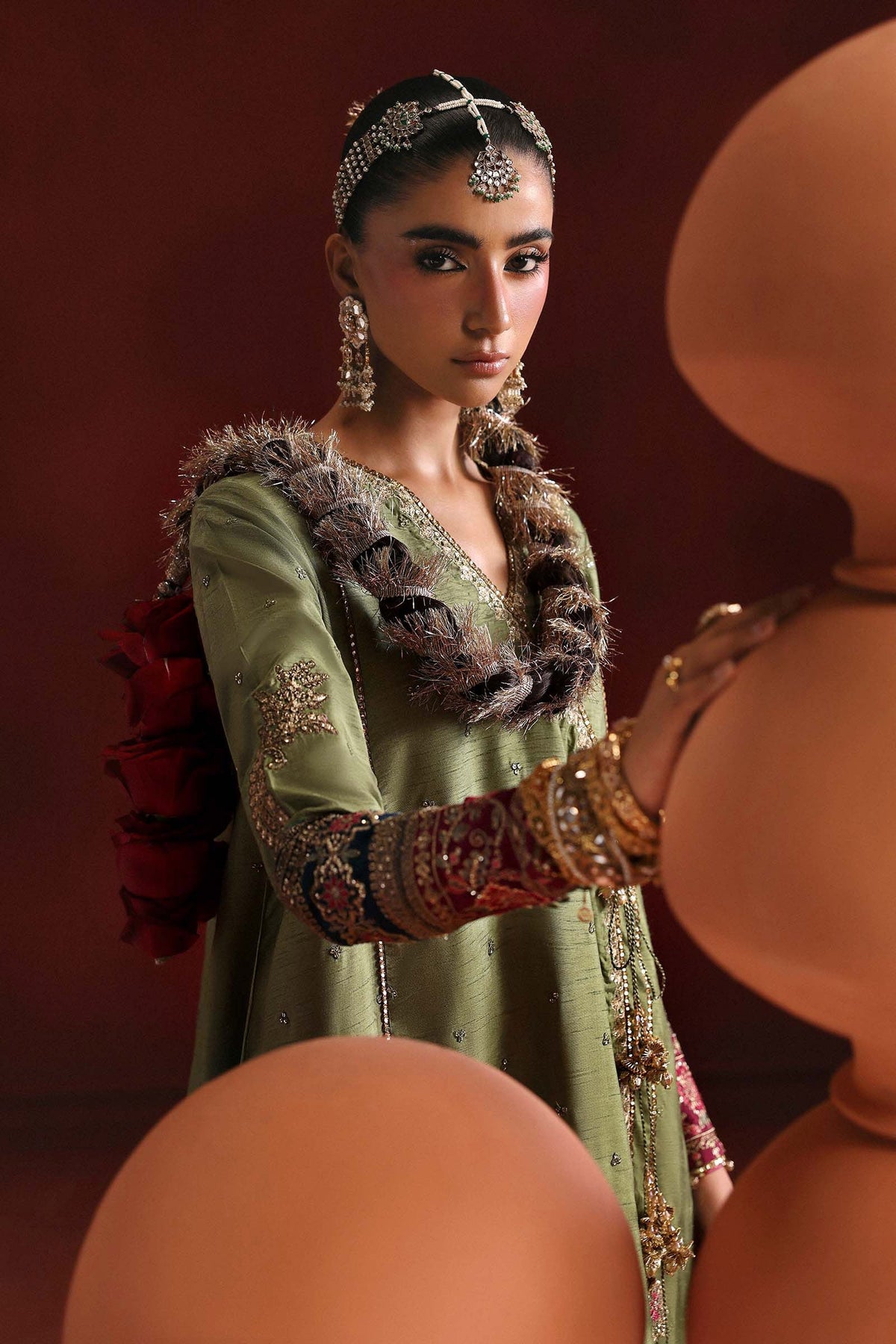 Maria B | Luxury Formals Pre Fall | SF-PF26-03-Green - Formal Dress - available at Maria Faisal in UK and USA.