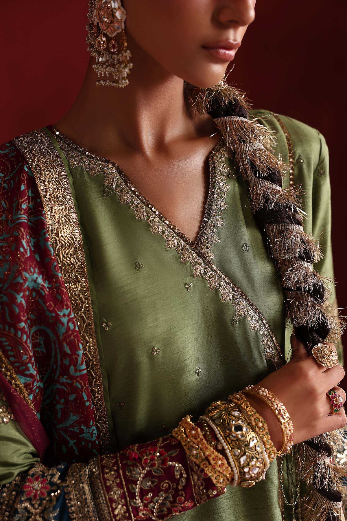 Maria B | Luxury Formals Pre Fall | SF-PF26-03-Green - Formal Dress - available at Maria Faisal in UK and USA.