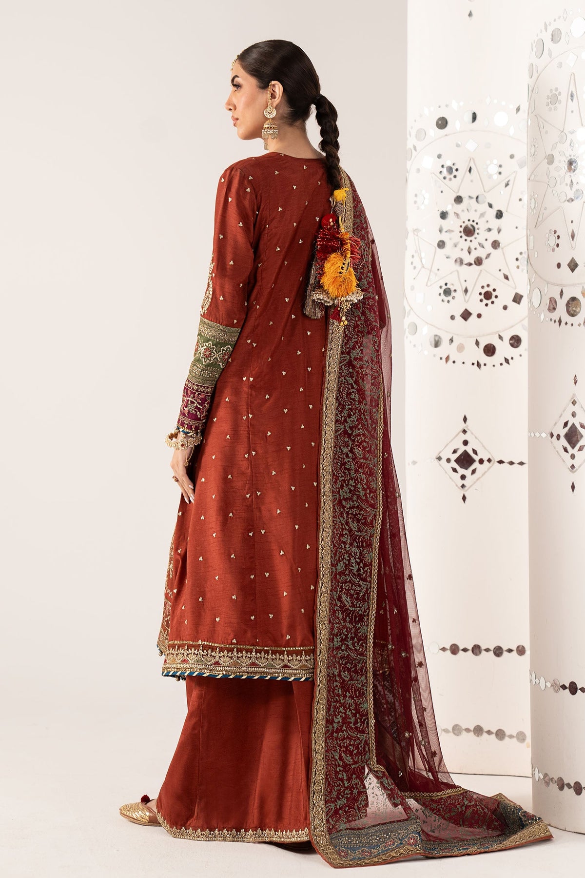 Maria B | Luxury Formals Pre Fall | SF-PF26-03-Mustard - Formal Dress - available at Maria Faisal in UK and USA.