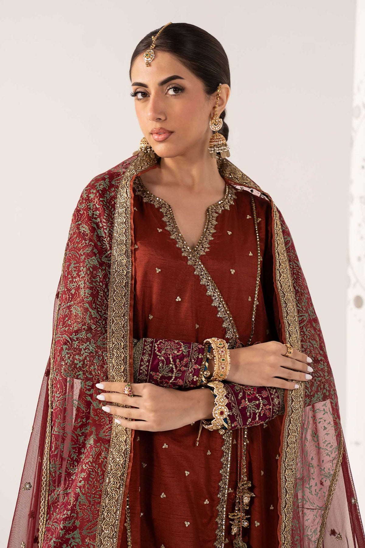 Maria B | Luxury Formals Pre Fall | SF-PF26-03-Mustard - Formal Dress - available at Maria Faisal in UK and USA.