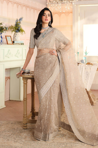 Maria B | Pre Fall Dresses | Embroidered Raw Silk Saree II - Ladies Clothes - Maria Faisal