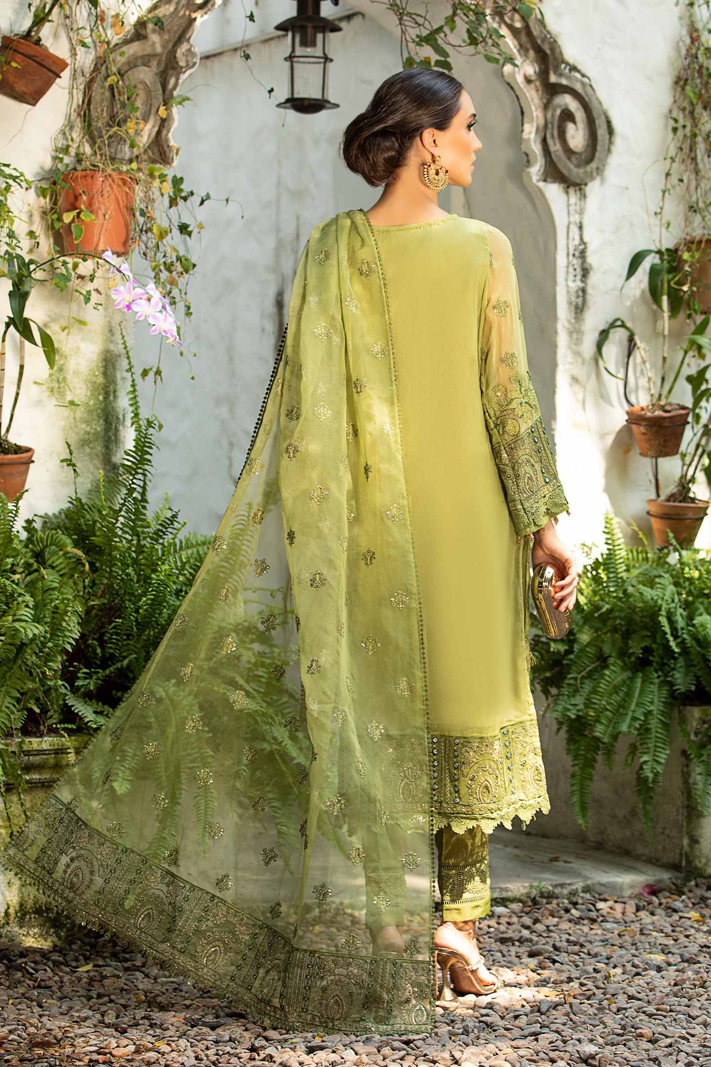 Maria B | Pre Fall Dresses | 3 Piece Embroidered Suit Grape Green - Ladies Clothes - Maria Faisal