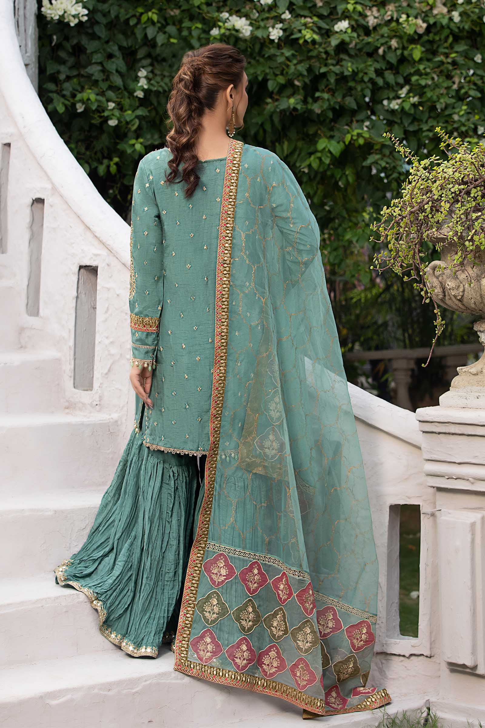 Maria B | Luxury Formals | SF-EA23-18R1-Ferozi - Formal Dress - available at Maria Faisal in UK and USA.